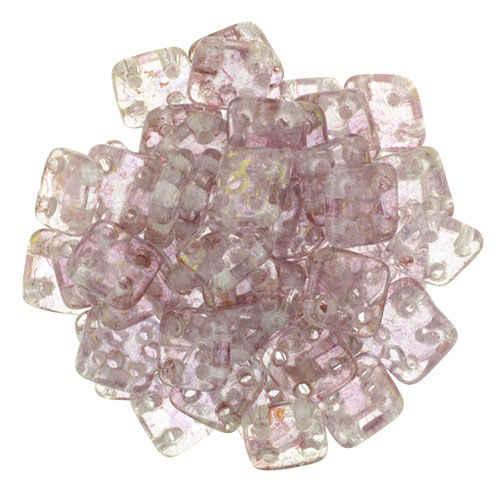 CMQT-00030-15495 CzechMates QuadraTile Transparent Topaz/Pink Luster-0 CMQT-00030-15495 CzechMates QuadraTile Transparent Topaz/Pink Luster-0