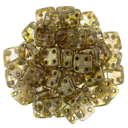 CMQT-00030-15695 CzechMates QuadraTile Transparent Gold/SmokeTopaz Luster-0 CMQT-00030-15695 CzechMates QuadraTile Transparent Gold/SmokeTopaz Luster-0