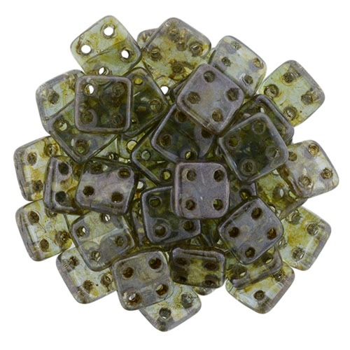 CMQT-00030-65431 CzechMates QuadraTile Transparent Green Luster-0 CMQT-00030-65431 CzechMates QuadraTile Transparent Green Luster-0