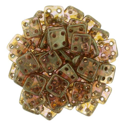 CMQT-00030-65491 CzechMates QuadraTile Transparent Luster Rose/Gold Topaz-0 CMQT-00030-65491 CzechMates QuadraTile Transparent Luster Rose/Gold Topaz-0