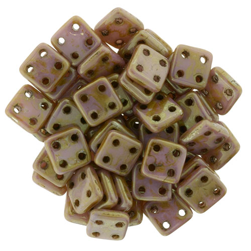 CMQT-02010-65491 CzechMates QuadraTile Opaque Roze Gold/Topaz-0 CMQT-02010-65491 CzechMates QuadraTile Opaque Roze Gold/Topaz-0