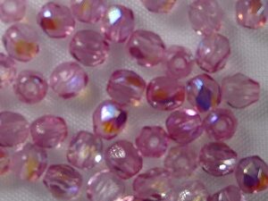 FP1-03-01704K Coated Milky Pink AB Czech Glass Facet Firepolish 3mm 50 stuks - Afbeelding 1