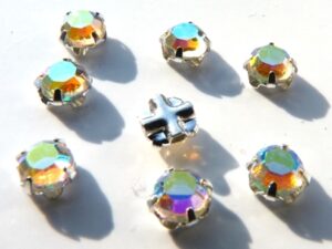 SS20-00030-28701-Silver Extra Chaton Rose Montees Crystal AB Silver 15 Pc.-5784