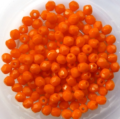 0060109 Opaque Orange Facet 3 mm. 75 Pc.-0