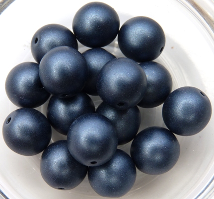 0090069 Metallic Suede Dark Blue Round 10 mm. 12 Pc.-0