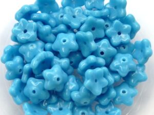 0090264 Opaque Dark Blue Turquoise Flower 40 Pc.-0