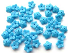 0090264 Opaque Dark Blue Turquoise Flower 40 Pc.-6009