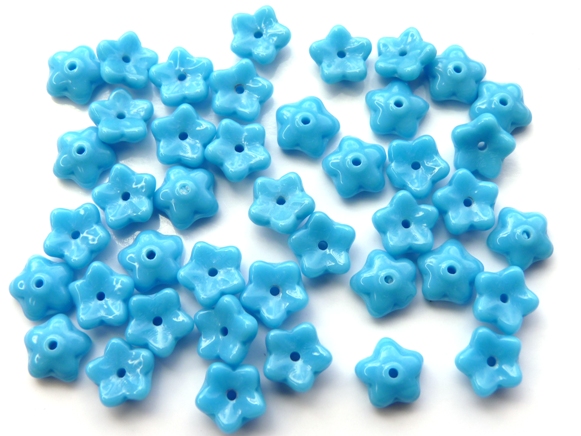 0090264 Opaque Dark Blue Turquoise Flower 40 Pc.-6009