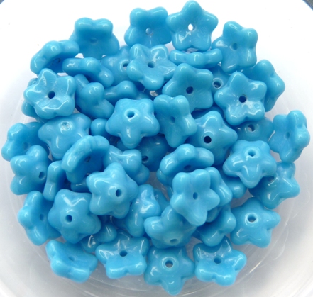 0090264 Opaque Dark Blue Turquoise Flower 40 Pc.-0