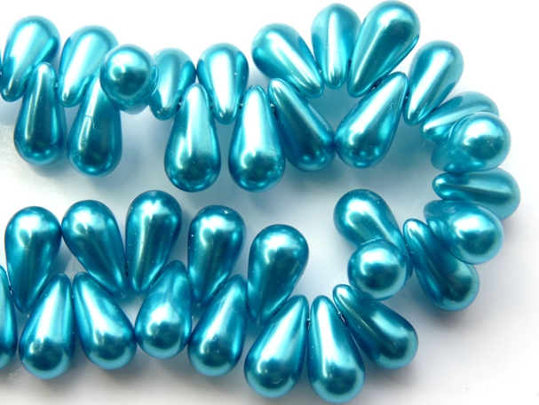 0090267 Aqua Glass Pearl Drop 30 Pc.-0 0090267 Aqua Glass Pearl Drop 30 Pc.-0