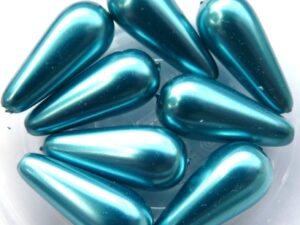 0090268 Aqua Glass Pearl Pearshape 8 Pc.-0
