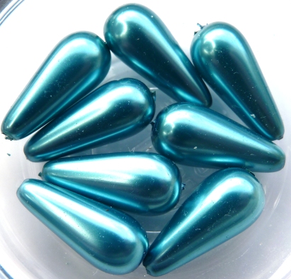 0090268 Aqua Glass Pearl Pearshape 8 Pc.-0