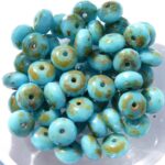 0090344 Opaque Aqua Blue Travertin Rondelle Facet 20 Pc.-0