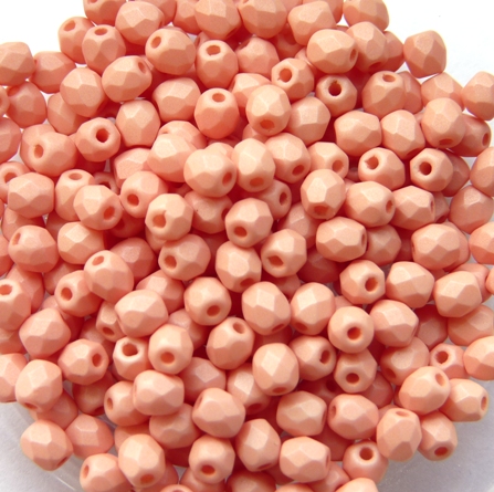 FP1-03-29563AL Saturated Peach Czech Glass Facet Firepolish 3mm FP1-03-29563AL Saturated Peach Czech Glass Facet Firepolish 3mm
