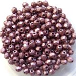 0070426 Metallic Suede Pink Facet 3 mm. 50 Pc.-0