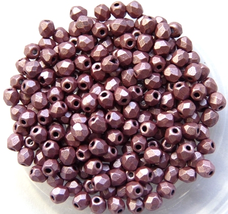 0070426 Metallic Suede Pink Facet 3 mm. 50 Pc.-0 0070426 Metallic Suede Pink Facet 3 mm. 50 Pc.-0