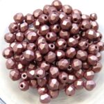 0070427 Metallic Suede Pink Facet 4 mm. 50 Pc.-0