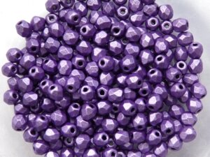0080597 Metallic Suede Purple facet 3 mm. 50 Pc.-0