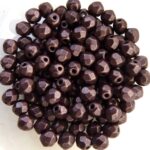 0080649 Metallic Suede Dark Plum Facet 4 mm. 50 Pc.-0