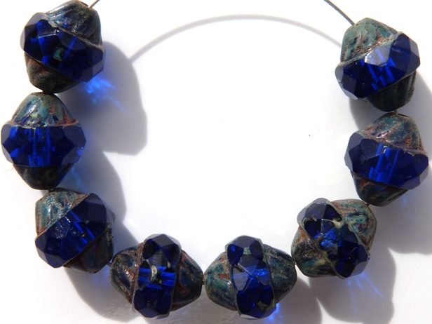 0090111 Sapphire Picasso Facet Turbine Beads 8 Pc.-6021