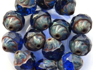 0090111 Sapphire Picasso Facet Turbine Beads 8 Pc.-0