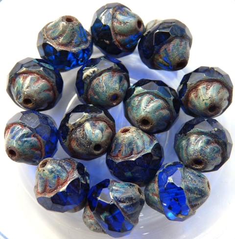 0090111 Sapphire Picasso Facet Turbine Beads 8 Pc.-0