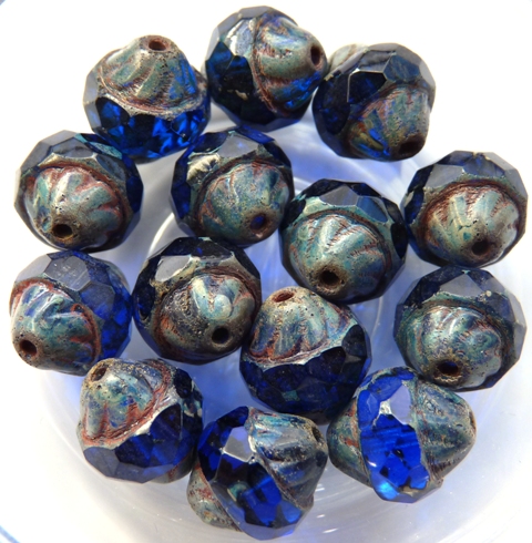 0090111 Sapphire Picasso Facet Turbine Beads 8 Pc.-0 0090111 Sapphire Picasso Facet Turbine Beads 8 Pc.-0