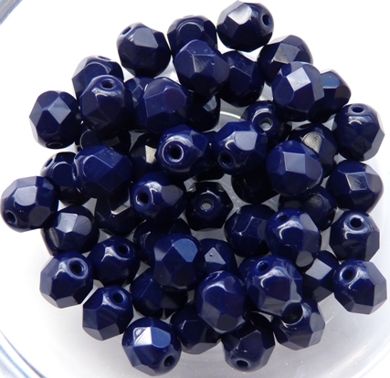 0090113 Opaque Navy Blue Facet 6 mm. 25 Pc.-0
