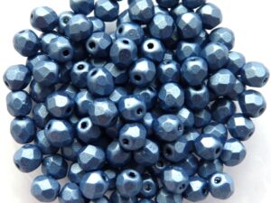 0090121 Metallic Suede Blue Facet 4 mm. 50 Pc.-0