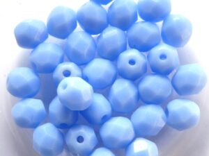 FP1-06-32010 Milky Medium Sapphire Czech Glass Facet Firepolish 6 mm