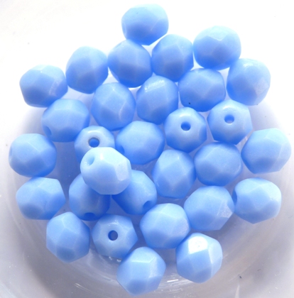FP1-06-32010 Milky Medium Sapphire Czech Glass Facet Firepolish 6 mm FP1-06-32010 Milky Medium Sapphire Czech Glass Facet Firepolish 6 mm