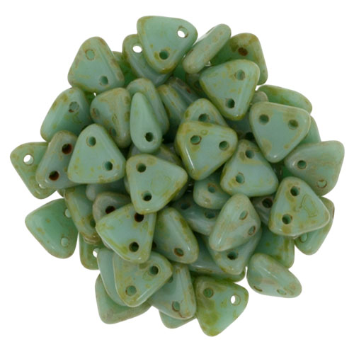 CMTR-63130-86800 CzechMates Triangle Opaque Green Turquoise Picasso, 10 gram-0 CMTR-63130-86800 CzechMates Triangle Opaque Green Turquoise Picasso, 10 gram-0