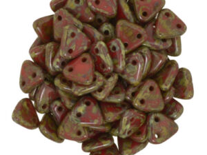 CMTR-93200-86800 CzechMates Triangle Opaque Red Picasso, 10 gram-0