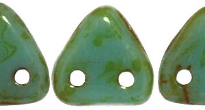 CMTR-63130-86800 CzechMates Triangle Opaque Green Turquoise Picasso, 10 gram-6173