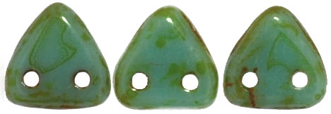 CMTR-63130-86800 CzechMates Triangle Opaque Green Turquoise Picasso, 10 gram-6173