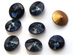 RIV-08-30340 Montana Sapphire Gold Foiled Rivoli 8 mm. 6 Pc.-0