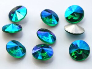 RIV-08-50730-28701 Emerald AB Silver Foiled Rivoli 8 mm. 6 Pc.-0