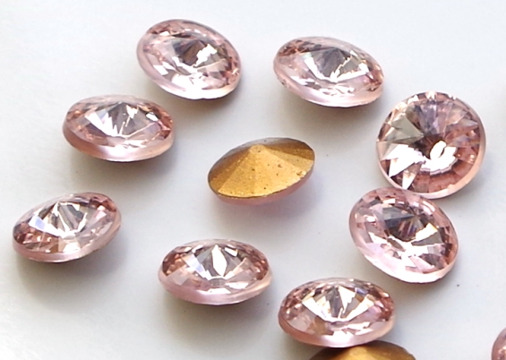 RIV-08-70110 Lt. Rosaline Gold Foiled Rivoli 8 mm. 6 Pc.-0