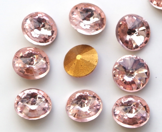 RIV-08-70110 Lt. Rosaline Gold Foiled Rivoli 8 mm. 6 Pc.-6267