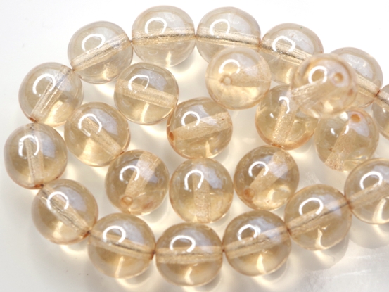 0040015 Crystal Champagne Round Glassbead 8 mm. 22 Pc.-0 0040015 Crystal Champagne Round Glassbead 8 mm. 22 Pc.-0