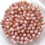 0070371 Opaque White Topaz/Pink Luster facet 3 mm. 65 Pc.-0