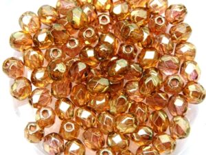0070382 Crystal Metallic Pink Luster facet 4 mm. 50 Pc.-6350