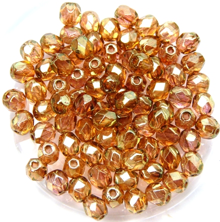 0070382 Crystal Metallic Pink Luster facet 4 mm. 50 Pc.-6350