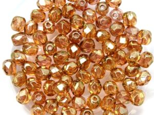 0070382 Crystal Metallic Pink Luster facet 4 mm. 50 Pc.-6349