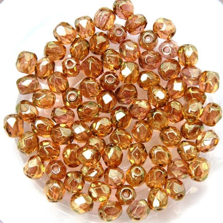 0070382 Crystal Metallic Pink Luster facet 4 mm. 50 Pc.-6349