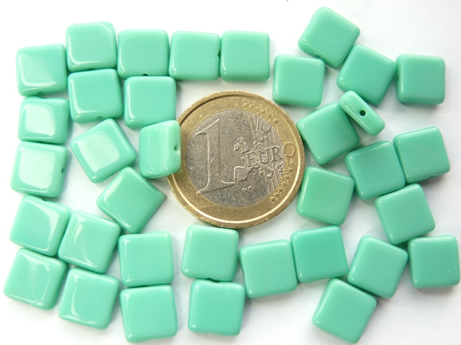 0100005 Opaque Green Turquoise plat vierkant 30 Pc.-0 0100005 Opaque Green Turquoise plat vierkant 30 Pc.-0