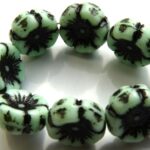 0100011 Opaque Light Green Black Wax Flower 10 Pc.-0