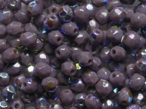 FP1-03-23030X Opaque Purple AB Czech Glass Facet Firepolish 3mm