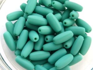 0100023 Matte Opaque Green Long Oval 35 Pc.-0