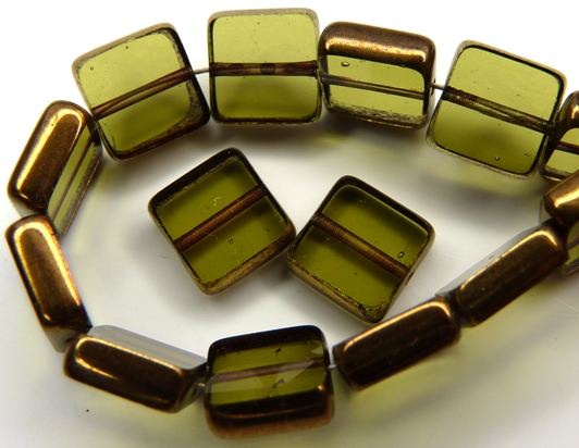 0100039 Olivine Copper Table Cut 10 Pc.-0 0100039 Olivine Copper Table Cut 10 Pc.-0